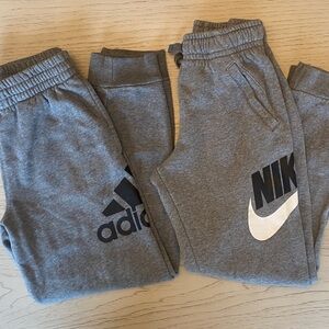 Adidas and Nike Kids Gray Joggers